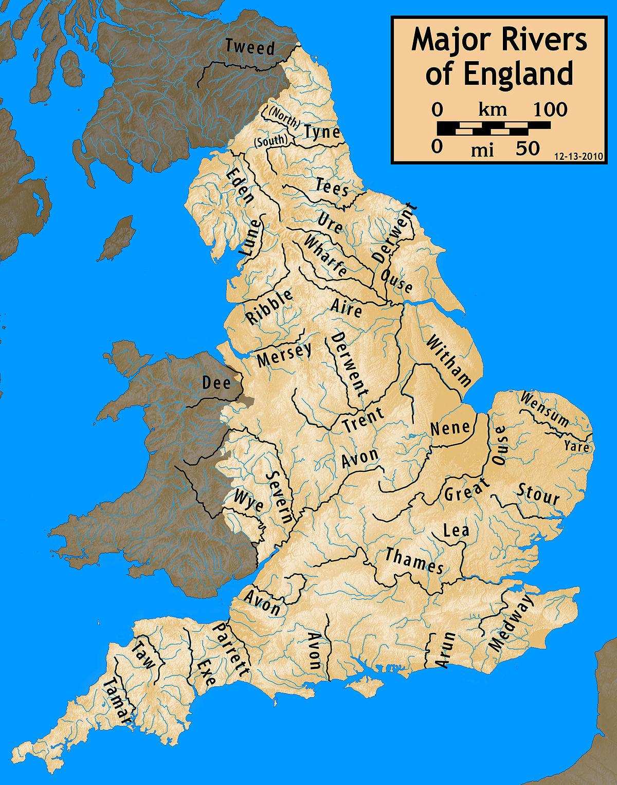 UK ilog mapa - Mapa ng UK ilog (Northern Europa - Europa)